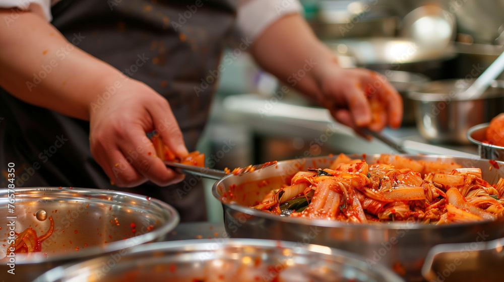 makeing kimchi by hand