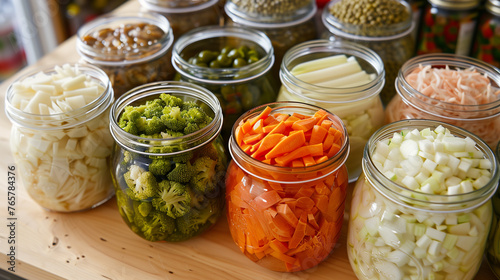 Fermenting process of vegetabler like red onion and carrot photo