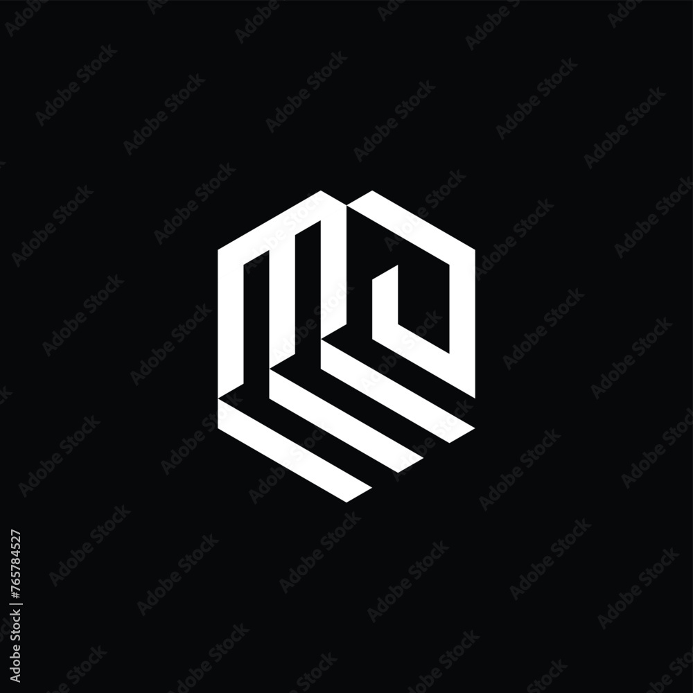 3D Hexagonal Letter M and D Logo 3D Hexagonal Letter M and D Logo
