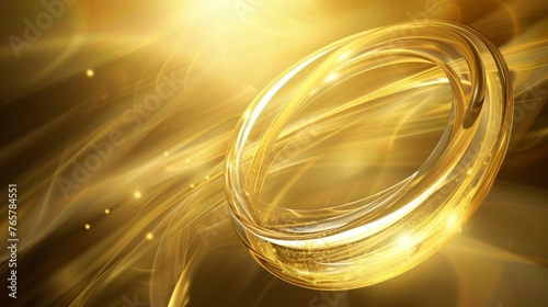 Gold ring with light curve swirling gold background