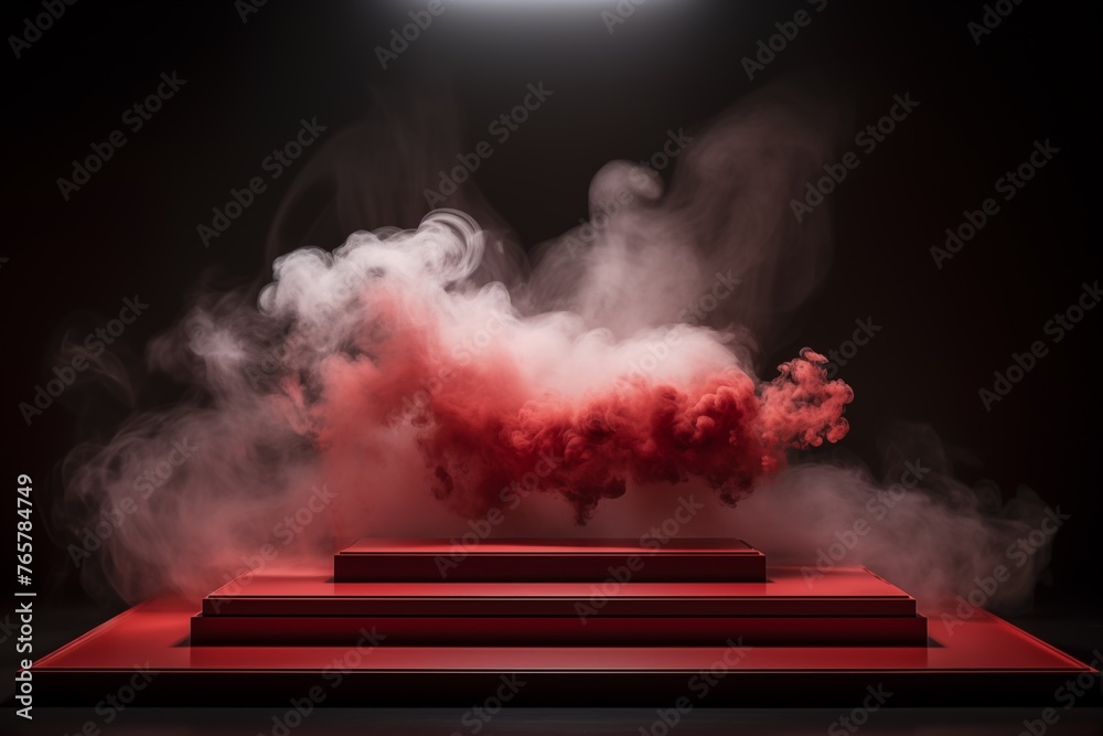 podium for show product with smokes podium for show product with smokes