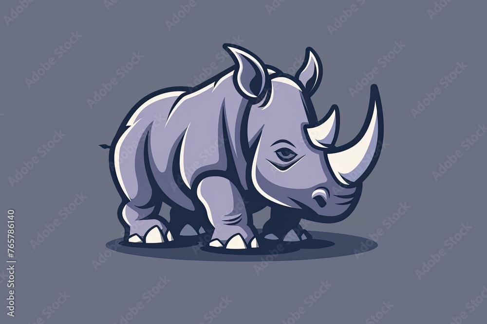 Rhinoceros cartoon animal logo, illustration