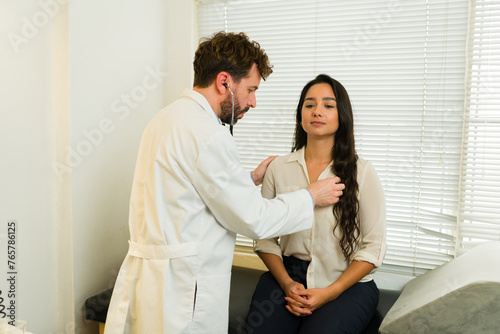 Beautiful woman at the doctor's office having a medical check-up