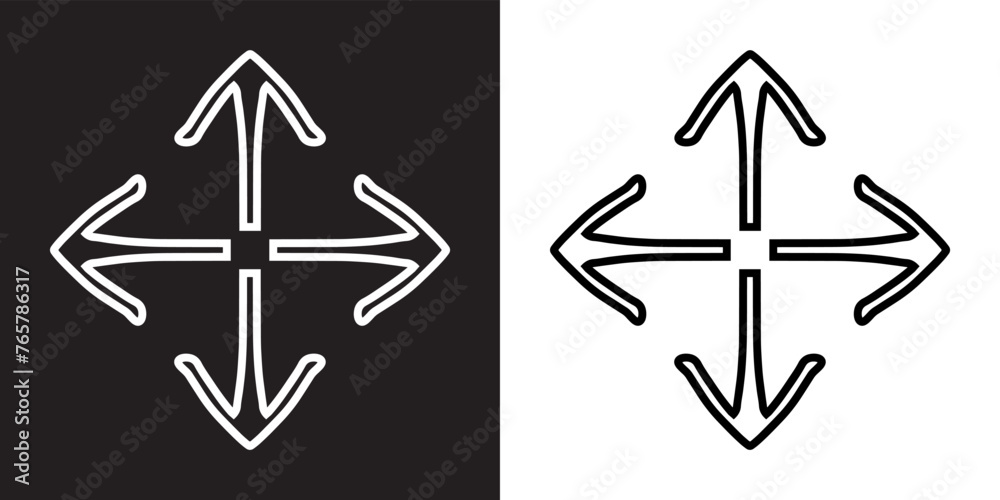Outward arrow icon vector. Four Arrows icon sign symbol in trendy flat style. Arrow pointing outward vector icon illustration isolated on black and white background