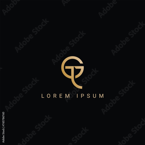Minimal creative initial based GT logo and TG logo. Letter GT TG creative elegant monogram white color on black background