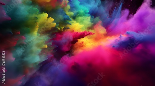 Colorful explosion of colored smoke. Abstract background. 3D rendering © Robina