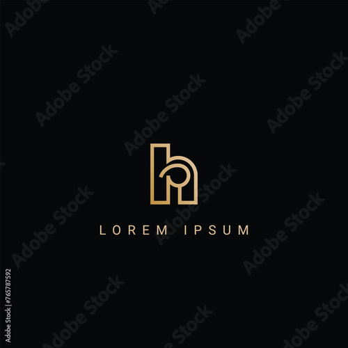 Minimal creative initial based HR logo and RH logo. Letter HR RH creative elegant monogram white color on black background