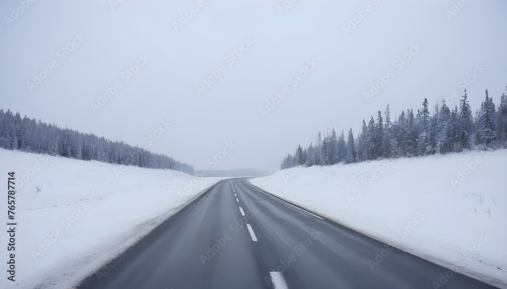 Empty snowy winter road
