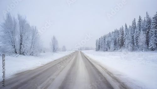 Empty snowy winter road © Virgiliu