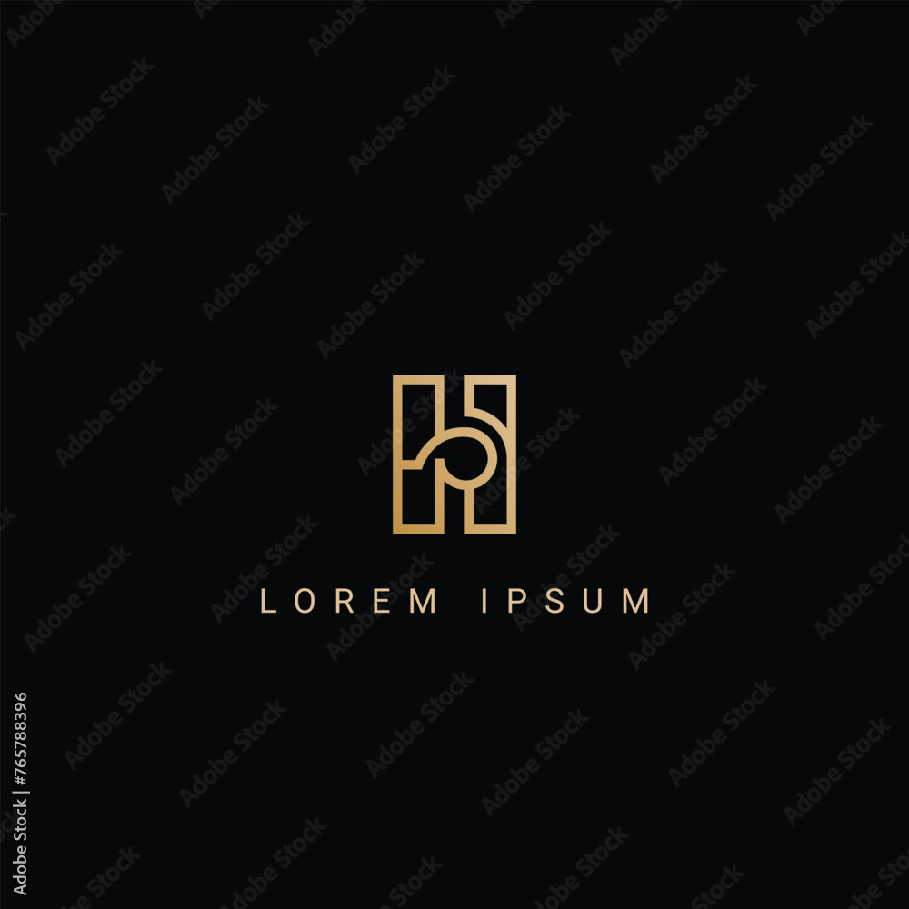 Minimal creative initial based HR logo and RH logo. Letter HR RH creative elegant monogram white color on black background Minimal creative initial based HR logo and RH logo. Letter HR RH creative elegant monogram white color on black background