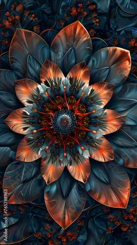 A flower with intricate patterns on its petals, each pattern representing a cognitive-behavioral therapy (CBT) concept