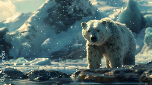 White bear on the arctic background. High quality