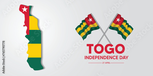 Togo Independence Day 27 April flag map with waving flag vector poster