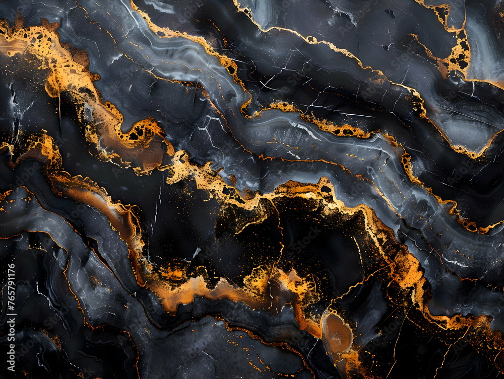 A black marble texture with gold parts. High quality