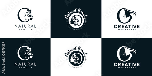 letter logo O design collection with nature beauty concept premium vector