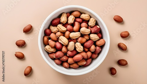 ed roasted peanuts in a white bowl. Garnish