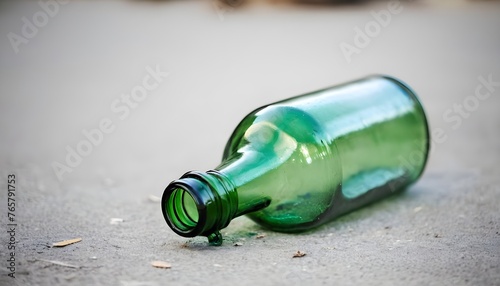 empty green glass bottle on the ground