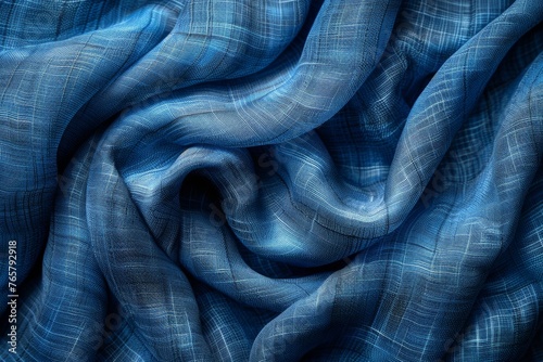 Blue fabric texture against a dark background