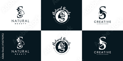 letter logo S design collection with nature beauty concept premium vector