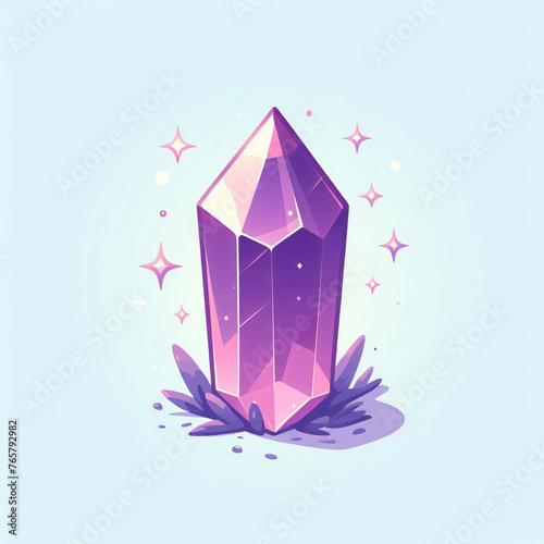 Vibrant Purple Crystal in 2D Illustration photo