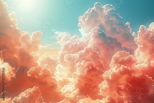 A summer sky background with blue and orange colors