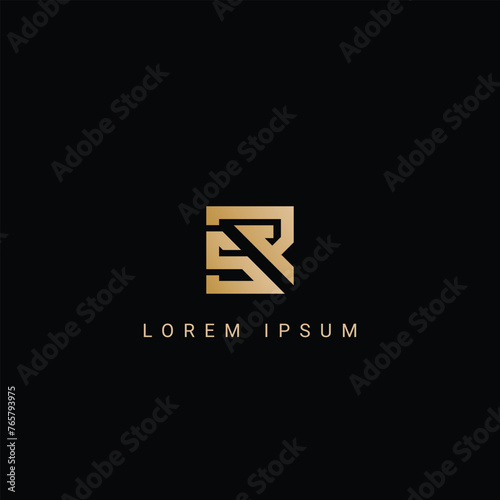 Minimal creative initial based SR logo and RS logo. Letter SR RS creative elegant monogram white color on black background
