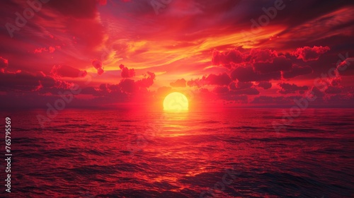 sea sunset, red colors