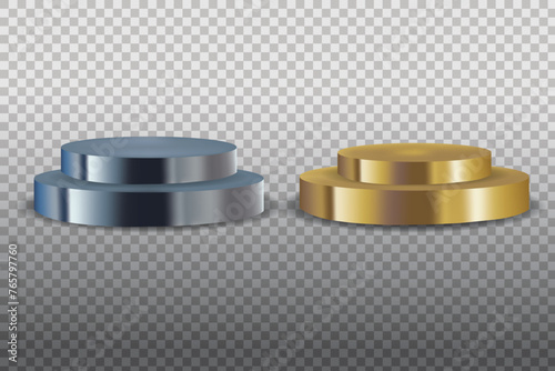 gold and chrome podium template in realistic vector
