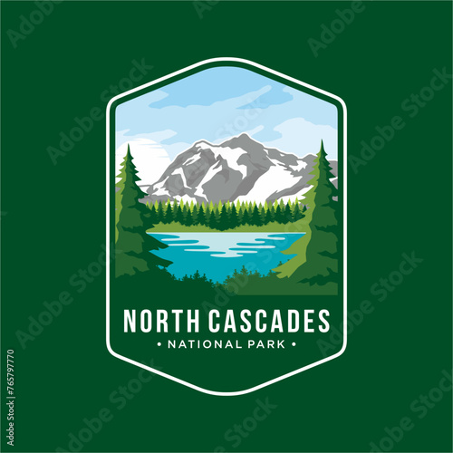 North Cascades National Park Emblem patch logo illustration