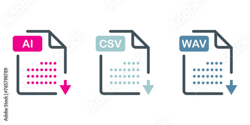 web file labels icon set Vector document in flat style design