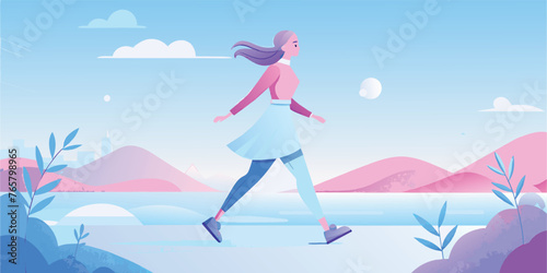 a illustration of a walking girl