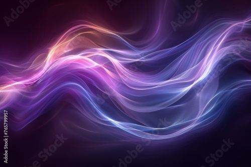 The background is purple with a glow. A dark abstract background is contrasted with an elegant gradient design.