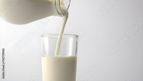 front view pouring milk into the glass