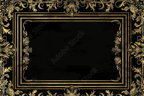 Royal Medieval Black and Gold Vector Illustration Border Banner Art Background with Empty Copy Space created with Generative AI Technology