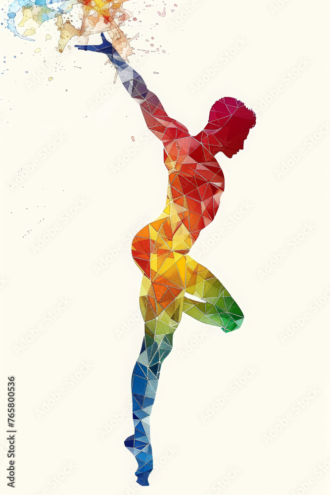 Fototapeta premium Colorful illustration of male gymnast dancer performing. 