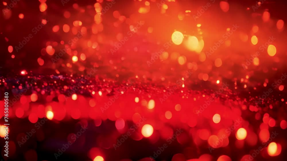gold particles abstract background with shining golden Floating Dust Particles Flare Bokeh star on red Background. Futuristic glittering in space. Red bokeh lights 4k video sparkling gold particles abstract background with shining golden Floating Dust Particles Flare Bokeh star on red Background. Futuristic glittering in space. Red bokeh lights 4k video sparkling