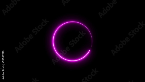 Abstract glowing neon circle illustration and seamless loop circle.