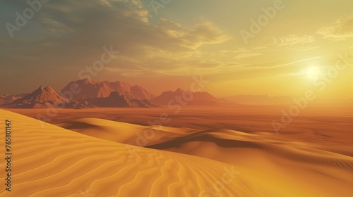 Picture a vast and arid desert landscape  where endless dunes stretch as far as the eye can see. Capture the solitude and beauty of the desert 
