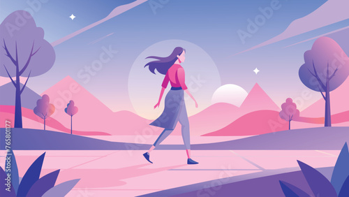a illustration of a walking girl © Takshkumar