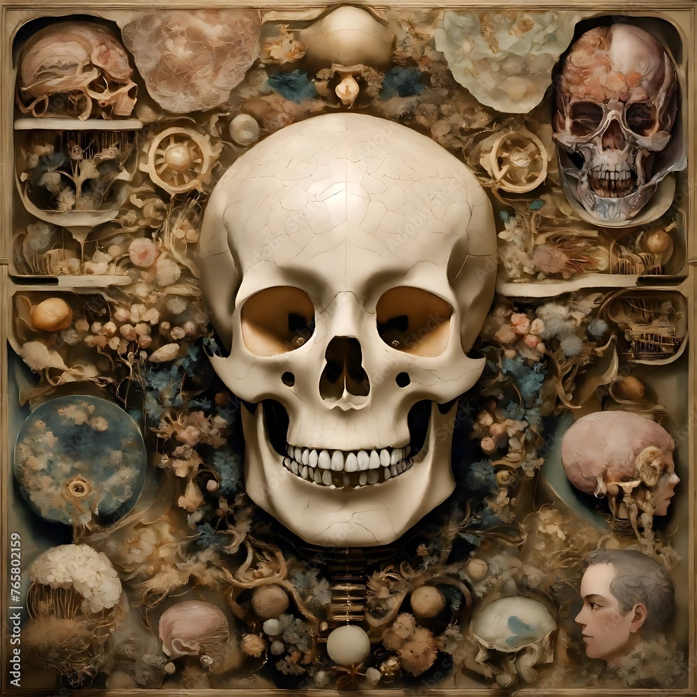 a picture of a skull and other objects including one of the skulls a picture of a skull and other objects including one of the skulls