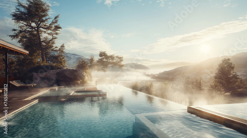 Mountain View Infinity Pool in Serene Spa Retreat