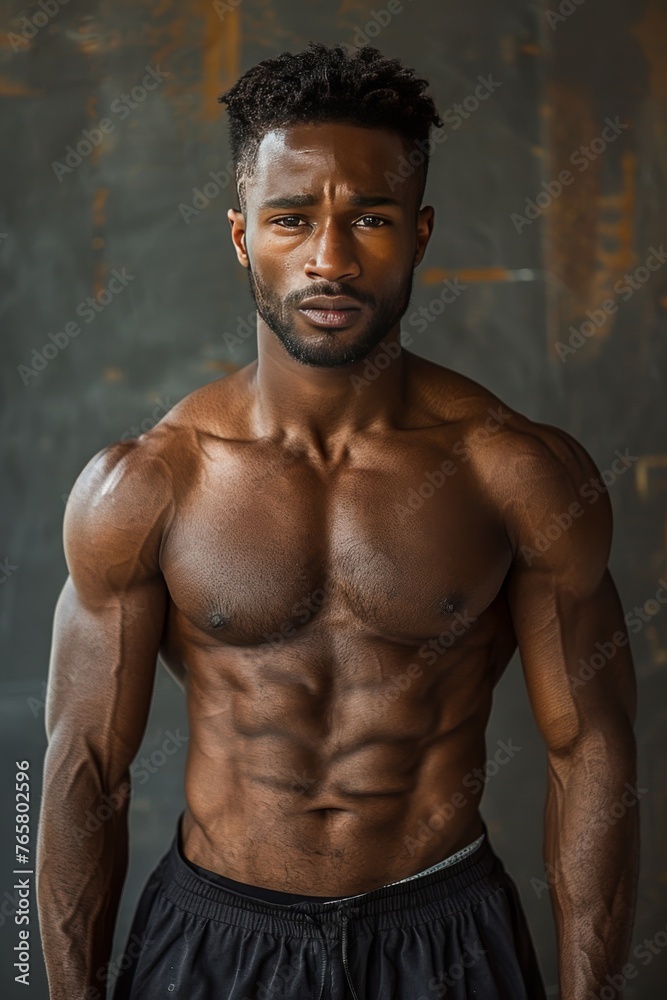 Portrait of an African American muscular man Portrait of an African American muscular man