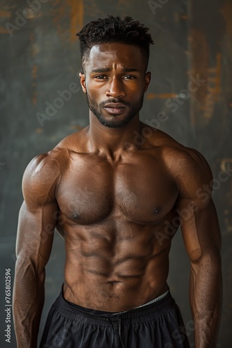 Portrait of an African American muscular man