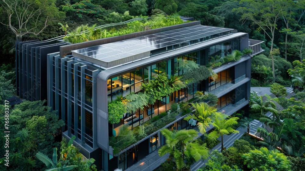 Modern Eco-conscious Office Building with Green Features
