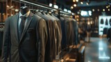 Formal attire in a modern retail shop, fashion store with trendy merchandise