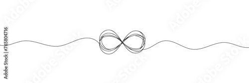 the infinity sign is drawn in one line style. Vector illustration.