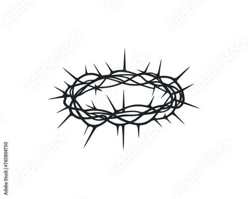 The crown of thorns is a symbol of the death and resurrection of Jesus Christ. Symbol of the Lord's Supper. Vector illustration.