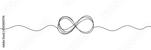 the infinity sign is drawn in one line style. Vector illustration. © dariachekman