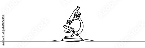 Microscope Drawn with one continuous line. Vector illustration.