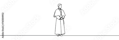 One continuous line drawing of a male priest.
